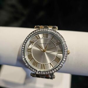 Anne Klein two-tone watch with Sworovski crystals